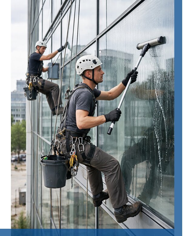 Мойка витражей альпинистами в Каспийске от 713 р. под ключ|ВЫСОТНИК-Ксп