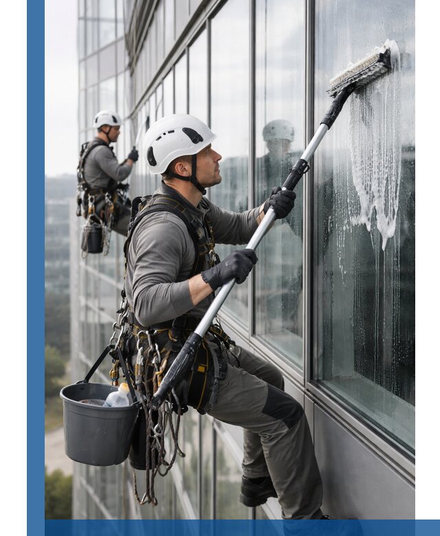 Высотная мойка сплошного остекления с выездом в Каспийске