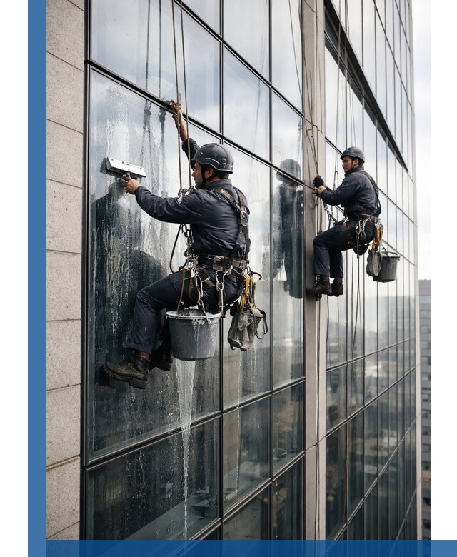 Профессиональная мойка стеклянных фасадов зданий в Каспийске