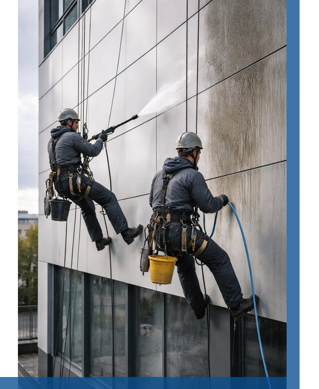 Мойка фасада из композита в Каспийске по цене от 305 р. | ВЫСОТНИК-Ксп