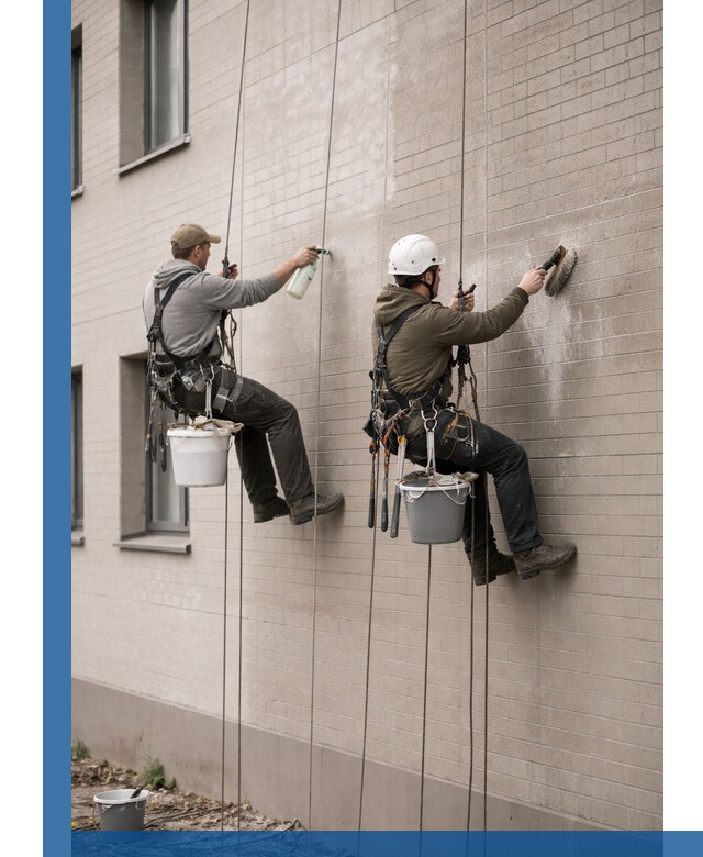 Удаление высолов с фасада зданий в Каспийске без повреждений и следов