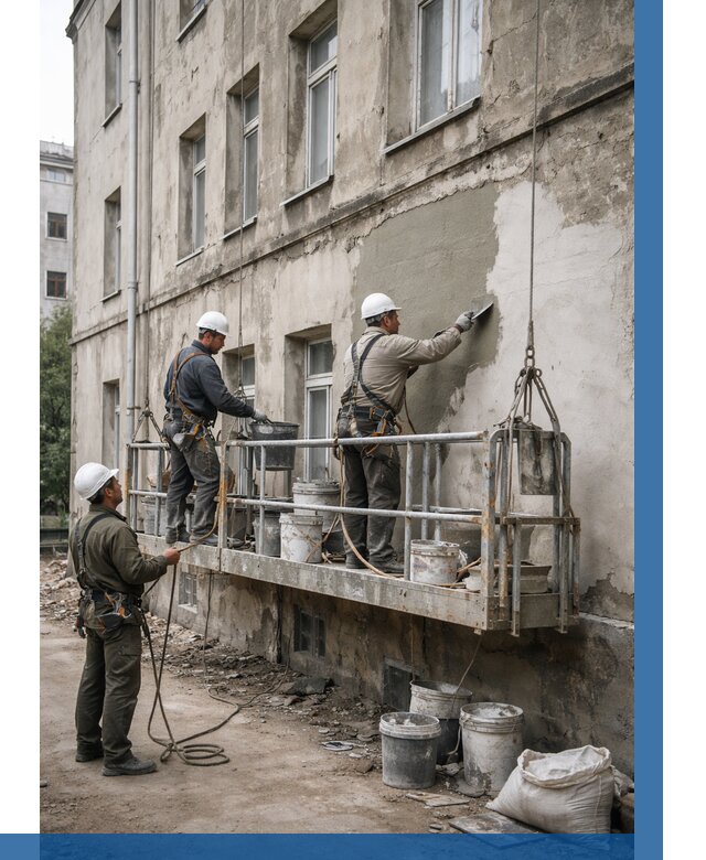 Капитальный ремонт фасада в Каспийске от 4276 р. | ВЫСОТНИК-Ксп