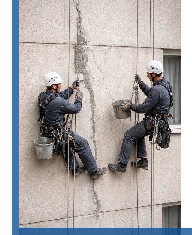 Заделка трещин на фасаде в Каспийске с гарантийным ремонтом