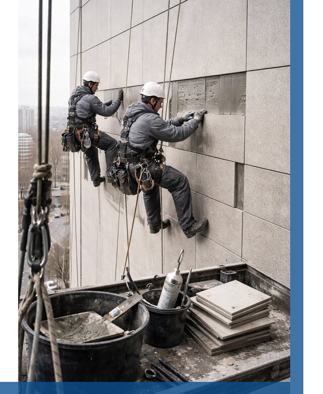 Ремонт фасада из керамогранита в Каспийске от 2545 р. | ВЫСОТНИК-Ксп