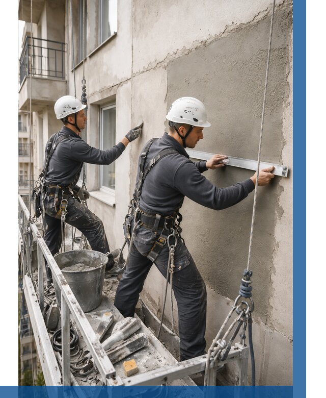 Штукатурка фасада на высоте в Каспийске от 916 р. | ВЫСОТНИК-Ксп