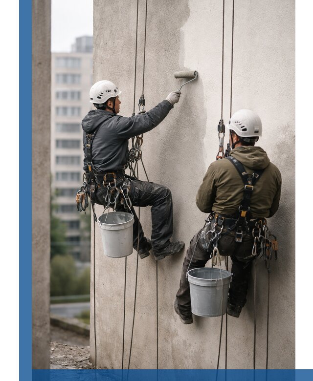 Покраска фасадов высотными альпинистами в Каспийске с гарантией