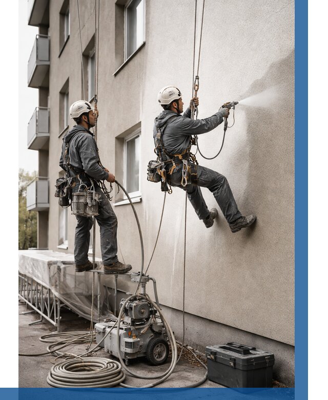 Безвоздушная покраска фасада в Каспийске от 224 р/м² | ВЫСОТНИК-Ксп