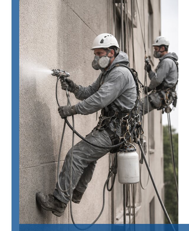 Безвоздушная покраска фасадов зданий в Каспийске профессионально