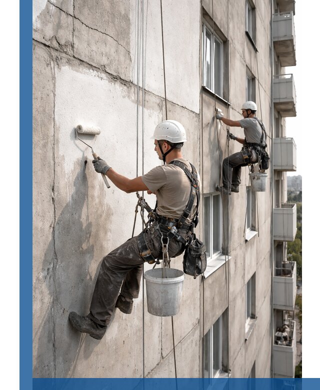 Покраска бетонного фасада в Каспийске для жилых и промышленных объектов