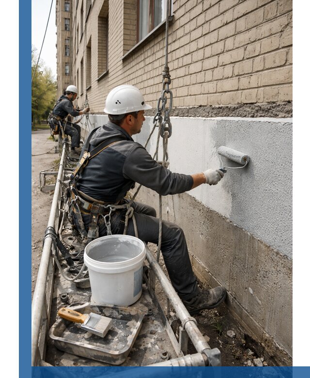 Окраска цоколя здания в Каспийске профессионально и надежно