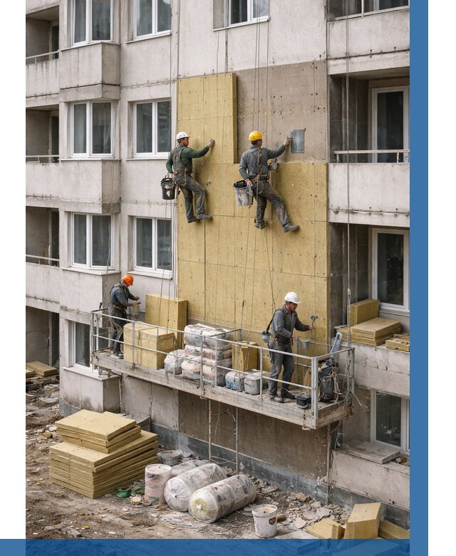 Утепление фасада минватой в Каспийске от 1527 р. | ВЫСОТНИК-Ксп