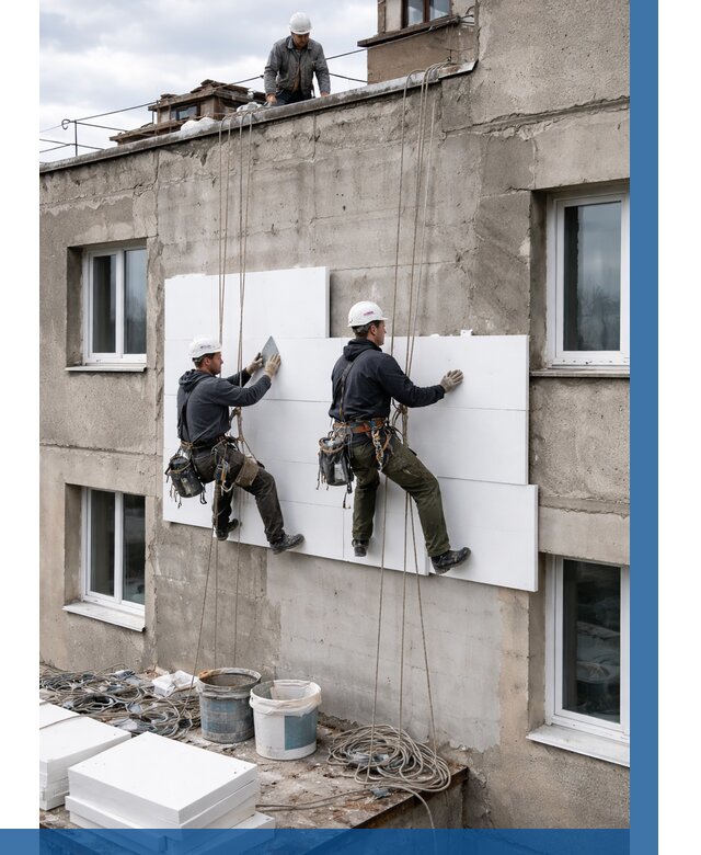 Утепление фасада пенополистиролом в Каспийске от 1833 р. | ВЫСОТНИК-Ксп