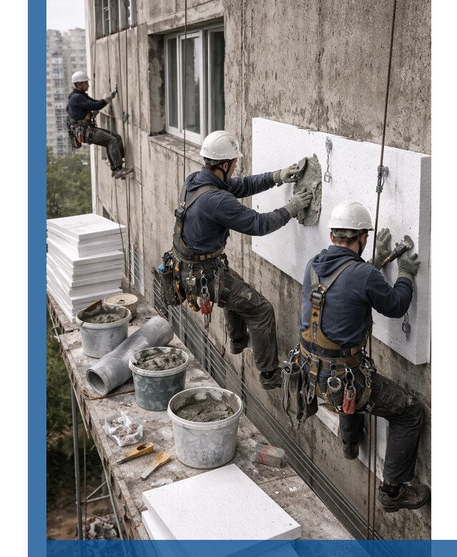 Утепление фасада пенополистиролом в Каспийске под ключ