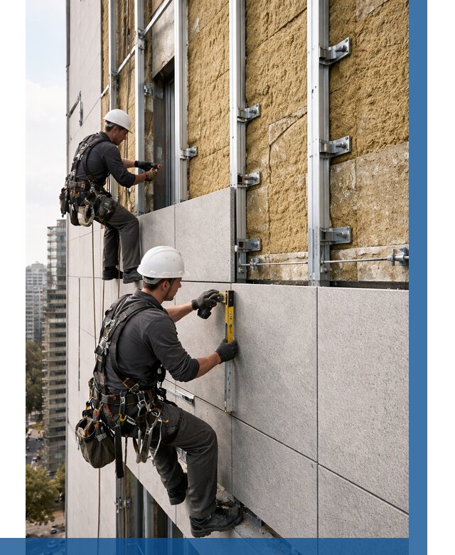 Монтаж вентилируемого фасада в Каспийске от 3563 р. | ВЫСОТНИК-Ксп