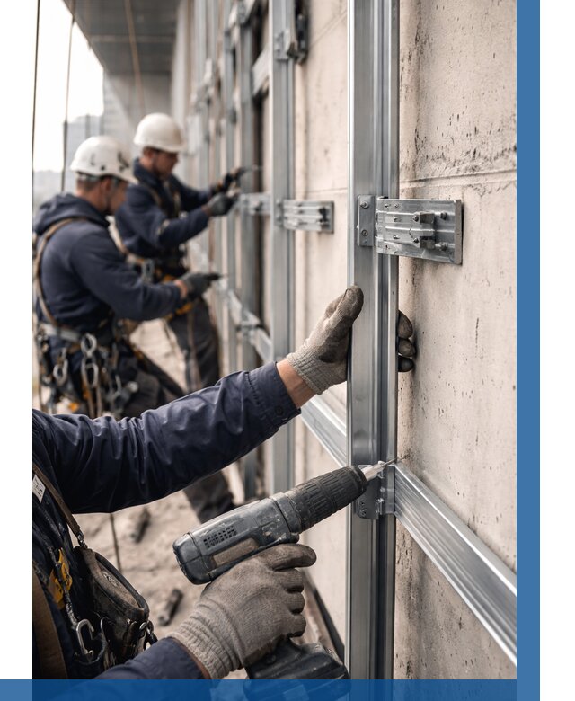 Монтаж подсистемы вентфасада в Каспийске от 865 р. | ВЫСОТНИК-Ксп