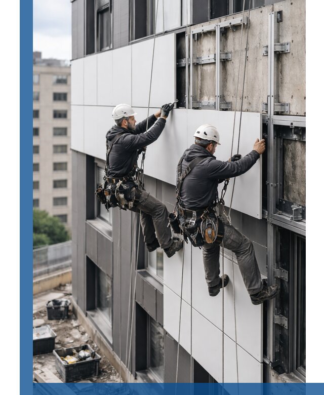 Монтаж композитных панелей фасада в Каспийске под ключ