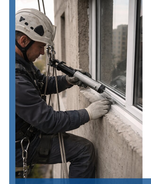 Герметизация оконных швов снаружи в Каспийске профессионально