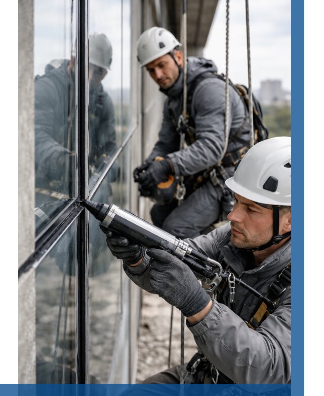 Герметизация витражных швов в Каспийске от 662 р. | ВЫСОТНИК-Ксп