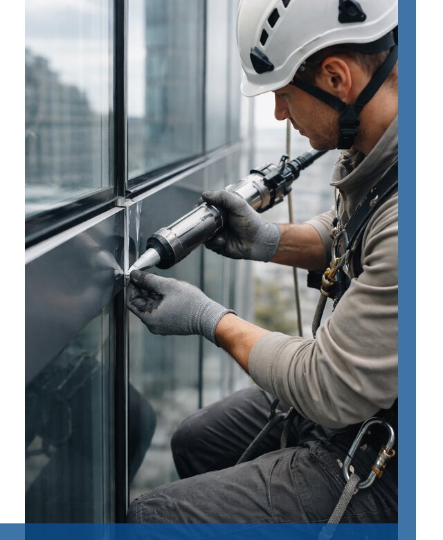 Герметизация стыков витража в Каспийске от 1222 р. | ВЫСОТНИК-Ксп