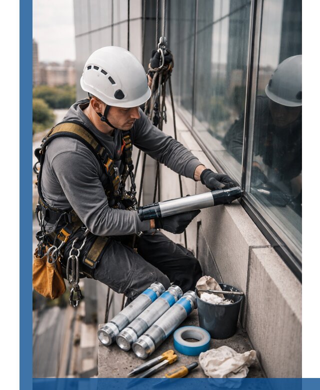 Герметизация стыков витража в Каспийске для герметичных фасадов