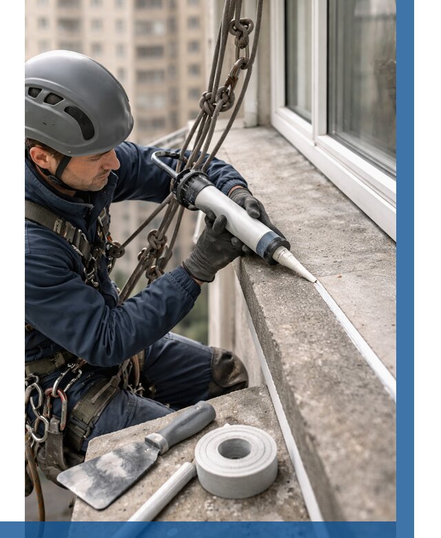 Герметизация балконного козырька в Каспийске от 4581 р. | ВЫСОТНИК-Ксп