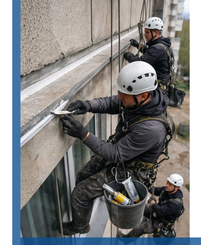 Герметизация примыкания балкона в Каспийске под ключ с гарантией