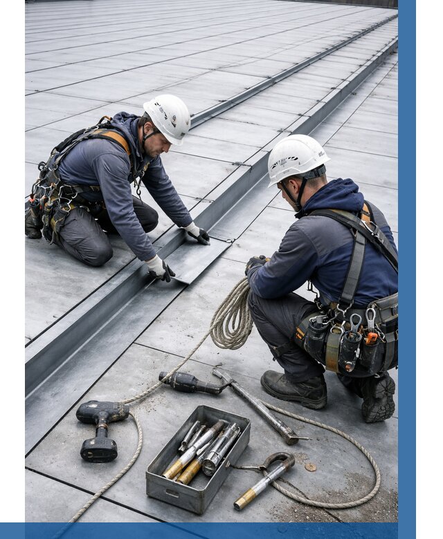 Ремонт фальцевой кровли в Каспийске от 713 р. | ВЫСОТНИК-Ксп