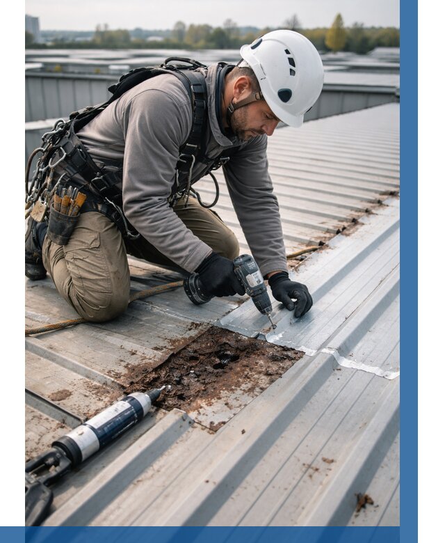 Ремонт профнастила на кровле в Каспийске от 713 р. | ВЫСОТНИК-Ксп