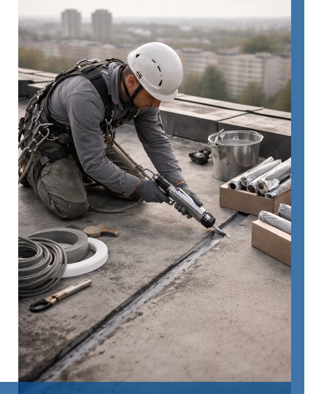 Герметизация швов кровли в Каспийске от 458 р./м2 | ВЫСОТНИК-Ксп