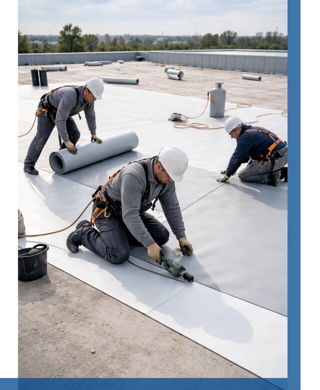 Монтаж мембранной кровли под ключ в Каспийске от 1222 р. | ВЫСОТНИК-Ксп