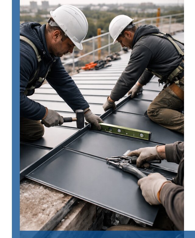 Монтаж фальцевой кровли в Каспийске для промышленных зданий