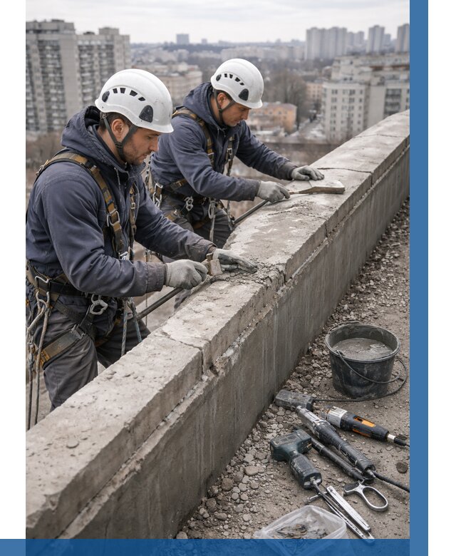 Ремонт парапета на кровле в Каспийске от 1527 р. | ВЫСОТНИК-Ксп