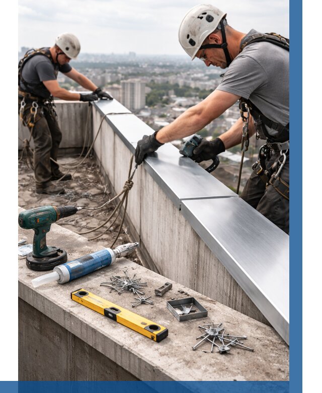 Монтаж парапетных крышек в Каспийске от 814 р. | ВЫСОТНИК-Ксп