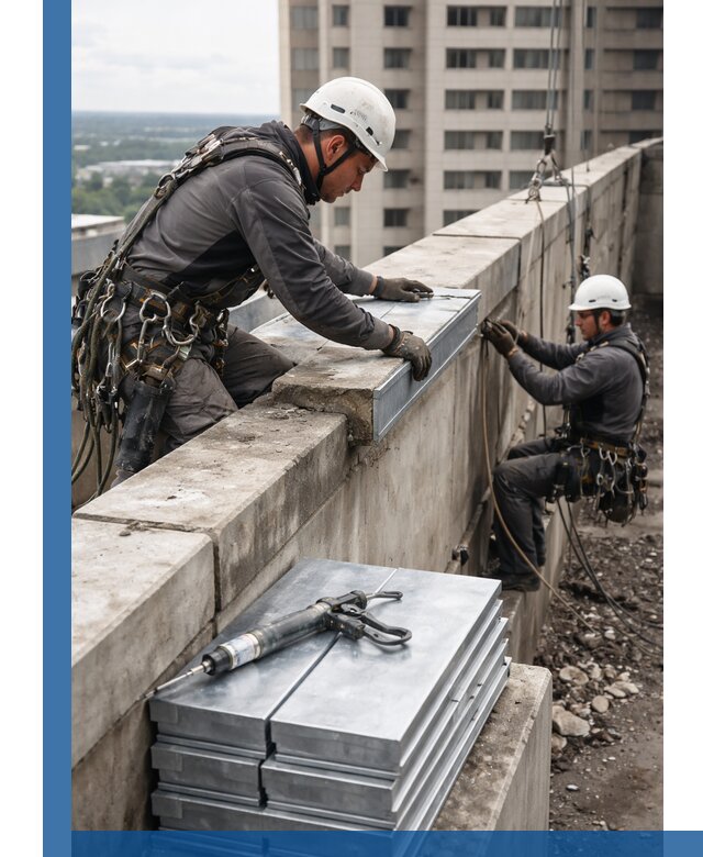 Замена парапетных крышек и установка новых в Каспийске