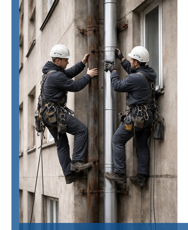 Замена водосточных труб в Каспийске: монтаж и демонтаж под ключ