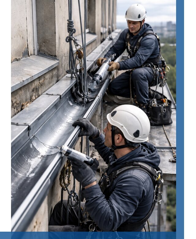 Ремонт водосточных желобов в Каспийске от 6618 р. | ВЫСОТНИК-Ксп