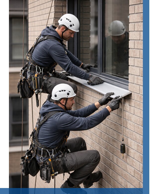 Монтаж оконных отливов под ключ в Каспийске от 3563 р. | ВЫСОТНИК-Ксп