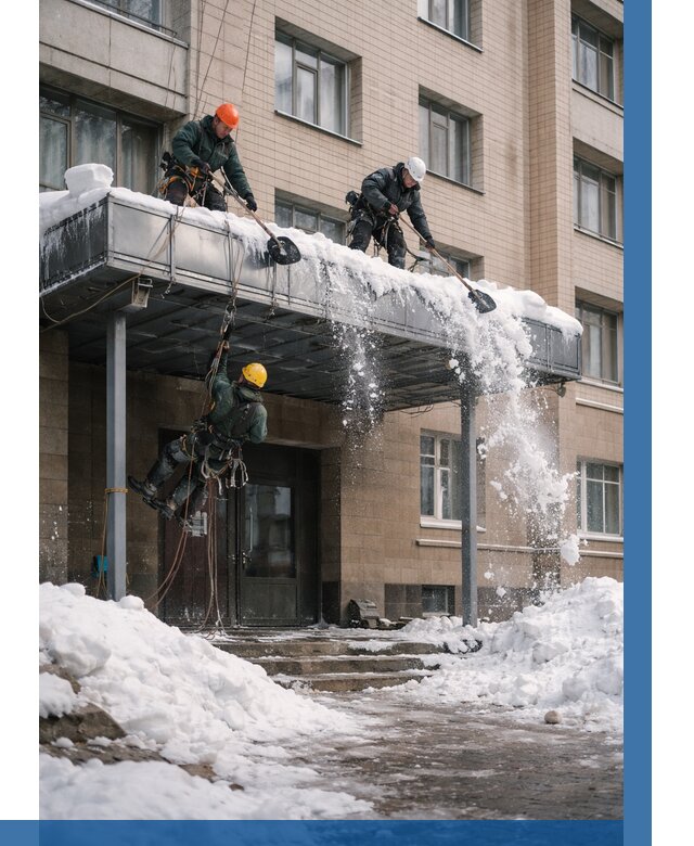 Очистка козырьков от снега в Каспийске от 3563 р. | ВЫСОТНИК-Ксп