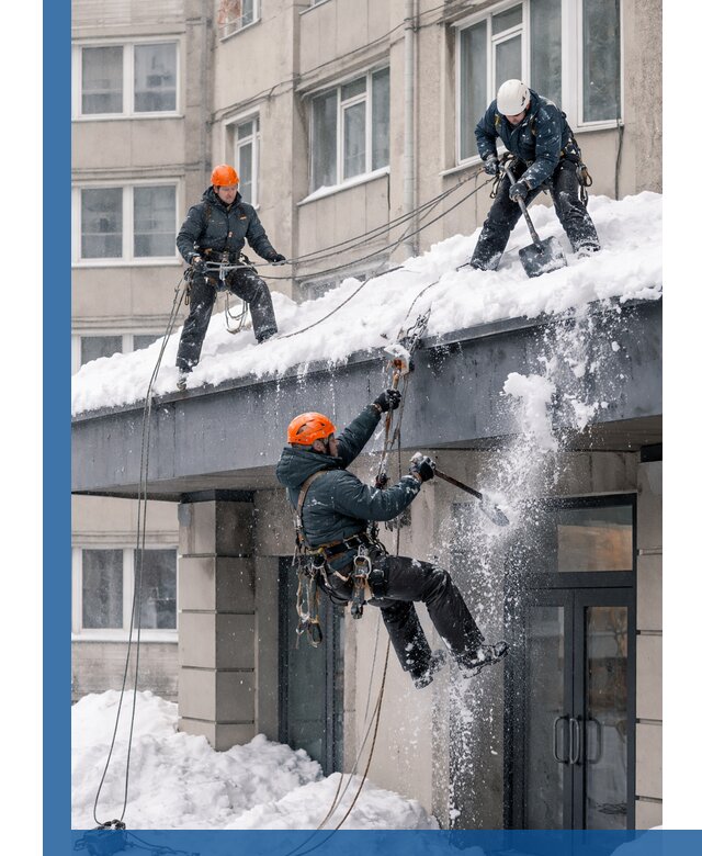 Безопасная очистка навесов от снега в Каспийске круглогодично