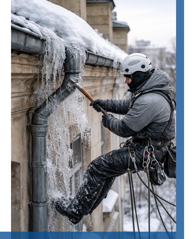 Очистка водостоков от льда в Каспийске от 3563 р. | ВЫСОТНИК-Ксп