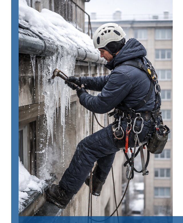 Удаление наледи и чистка водостоков в Каспийске оперативно и безопасно