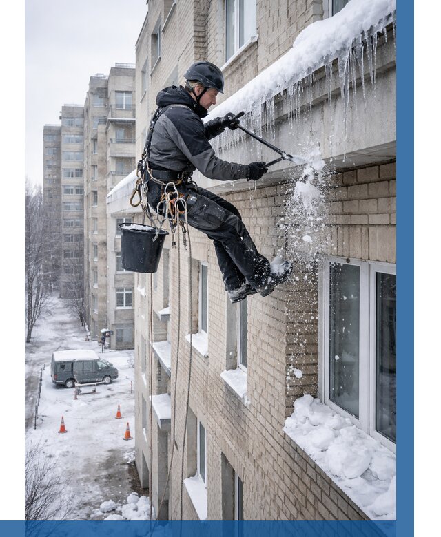 Удаление наледи с карнизов в Каспийске от 356 р. | ВЫСОТНИК-Ксп