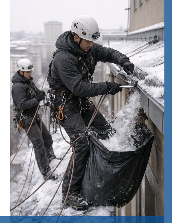 Аварийная очистка крыши в Каспийске под ключ от 305 р. | ВЫСОТНИК-Ксп