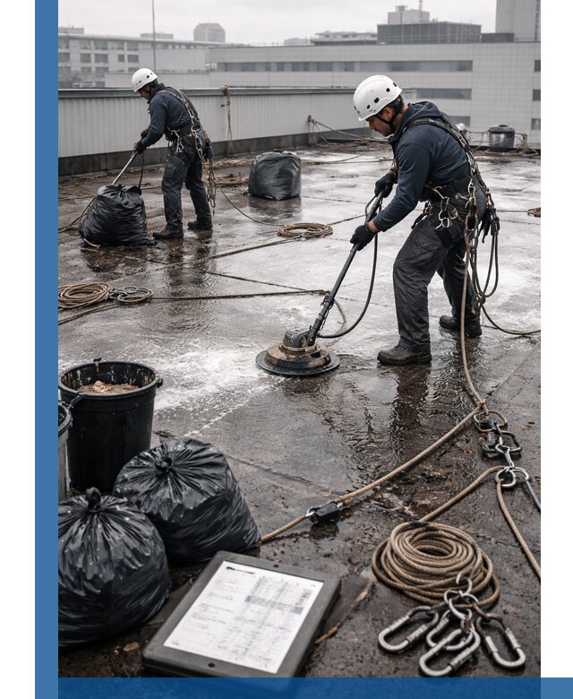 Плановая очистка кровли по графику в Каспийске для безопасности