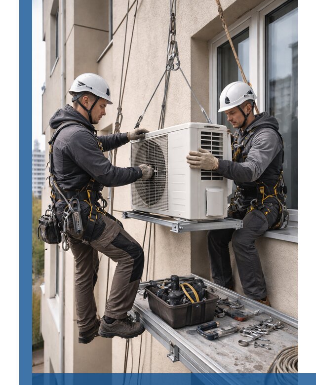 Перенос внешнего блока кондиционера в Каспийске с монтажом и крепежом