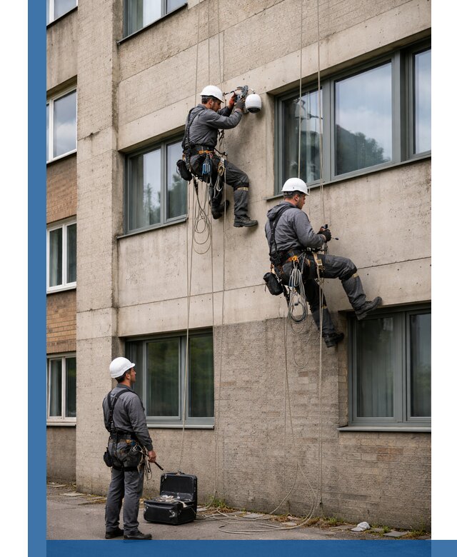 Монтаж фасадных камер видеонаблюдения в Каспийске под ключ