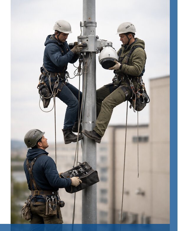 Установка видеокамер на мачте в Каспийске от 8654 р. | ВЫСОТНИК-Ксп