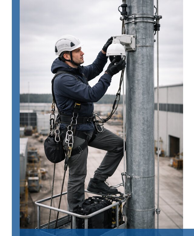 Профессиональная установка видеокамер на мачте в Каспийске