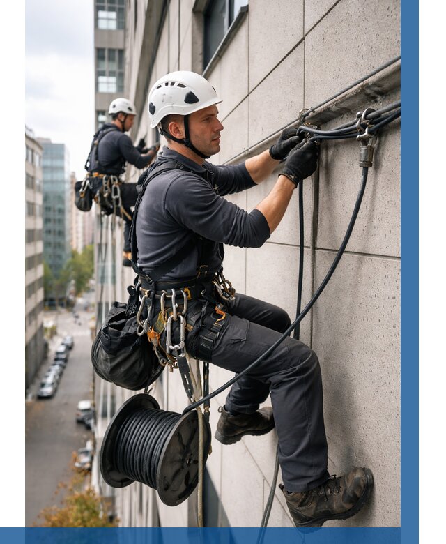 Прокладка кабеля по фасаду в Каспийске от 356 р. | ВЫСОТНИК-Ксп