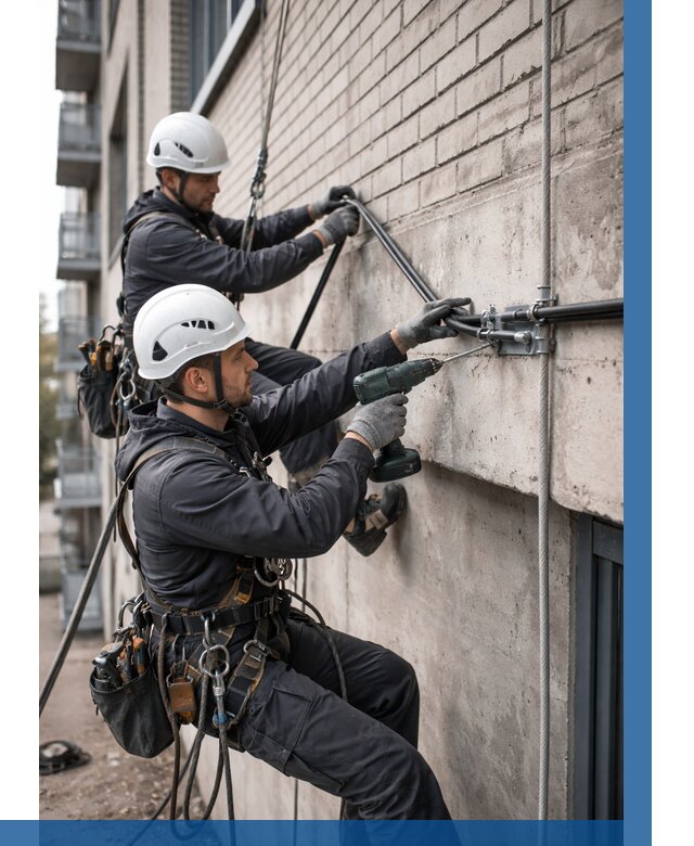 Крепление кабеля на фасаде в Каспийске от 356 р. | ВЫСОТНИК-Ксп